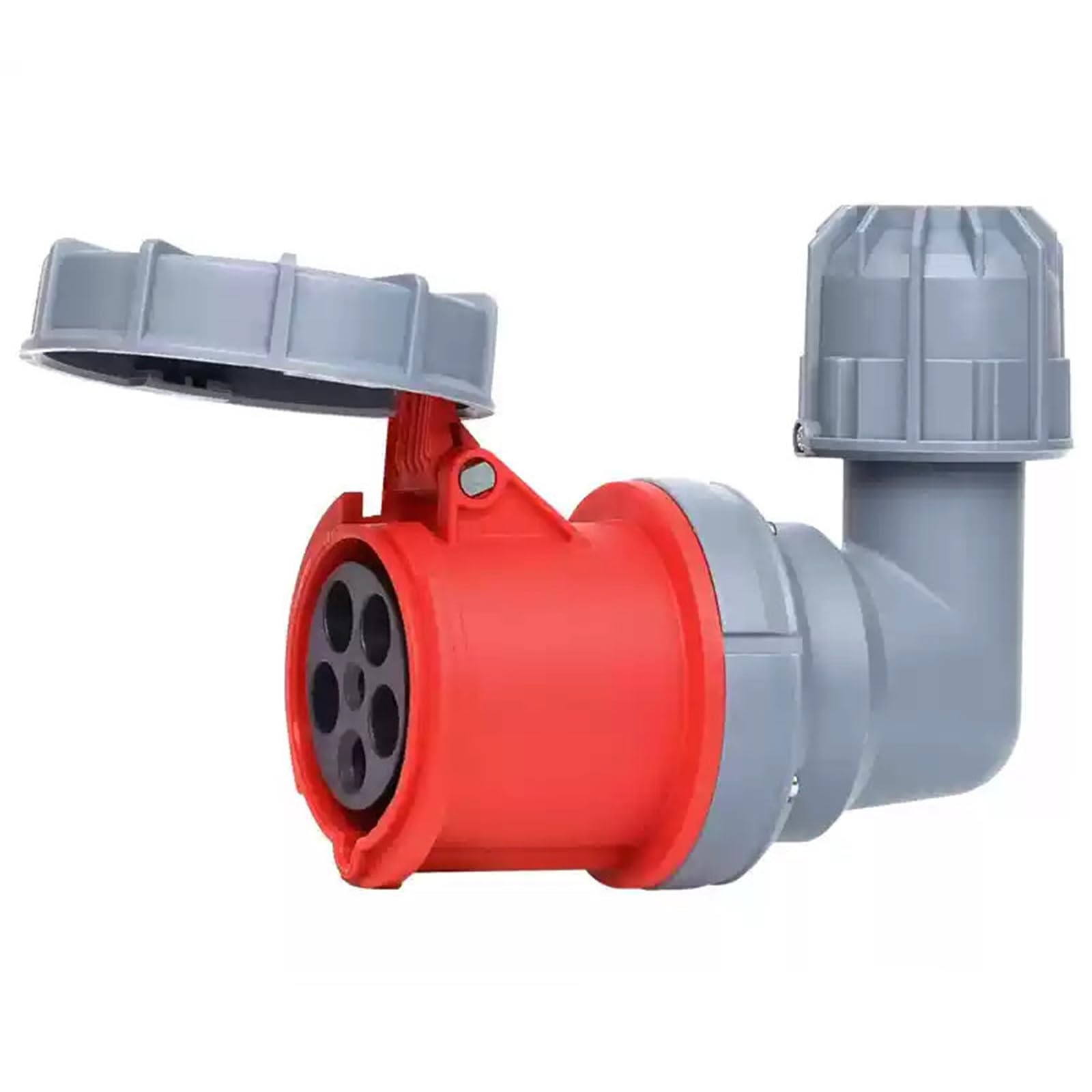 IEC60309 Waterproof CEE Industrial Connector Right Angle Activity Socket 5Pin 63A 380V-415V 3P+N+E Flame Retardant IP67