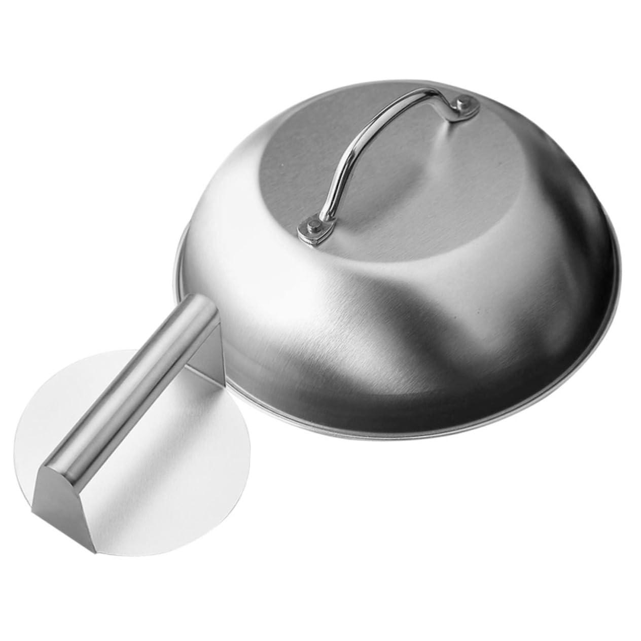 Cabilock 1Set Stainless Steel Kitchen Burger Press with Dome Cover Patty Maker for Griddles and Outdoor Cooking Easy to Use and Clean Burger Smasher Tool