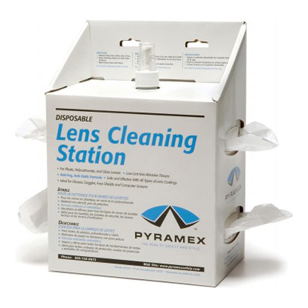 PYRAMEXLCS20 Lens Cleaning Station with 16oz Cleaning Solution and 1200 Fabric