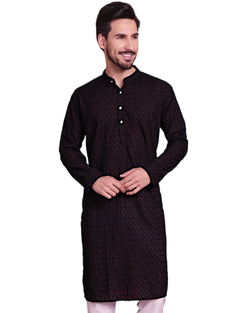 jompers Men Pure Cotton Regular Fit Chikankari Kurtas-picture-35