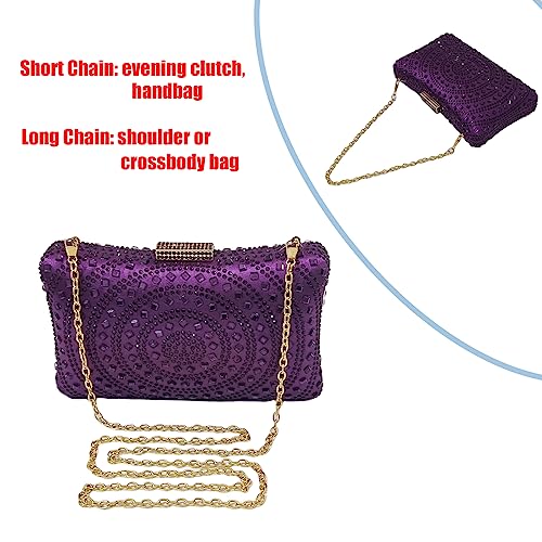 Image of Crystal Box Clutch Rhinestone Handbags For Women Party Purse Wedding Evening Bag