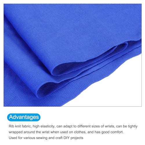 Image of MECCANIXITY 39 inch Elastic Cuffs Ribbed Trims Cotton Fabric Knit Rib Stretch Tape Cuff Sleeve Waistband for Sewing, 12 inch Wide Blue