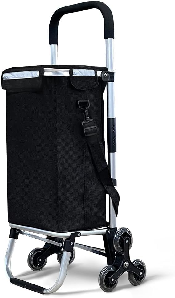 SIAZIH Carro de la compra plegable de gran capacidad, carrito de la compra con 3 ruedas, silencioso, estable, para personas mayores