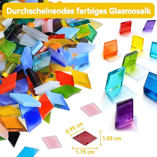 AiYoYo 650g Mosaik-Glasfliesen Bunte Rautenförmiges Mosaiksteine Ideal für kreative DIY-Mosaikprojekte, Heimdekoration, Kunsthandwerk, DIY-Projekte und Hobbys