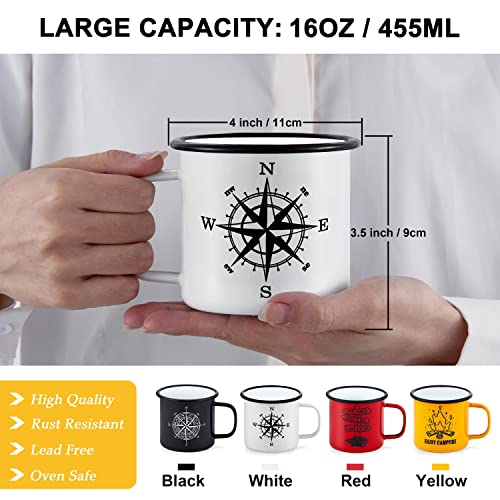 Lianyu Enamel Camping Mug Set Of 4, 16 Ounce Coffee Tea Mugs Set, Vintage Mug Drinking Cup Set For Outdoor And Indoor, Portable & Easy Clean, Colorful #TOP1