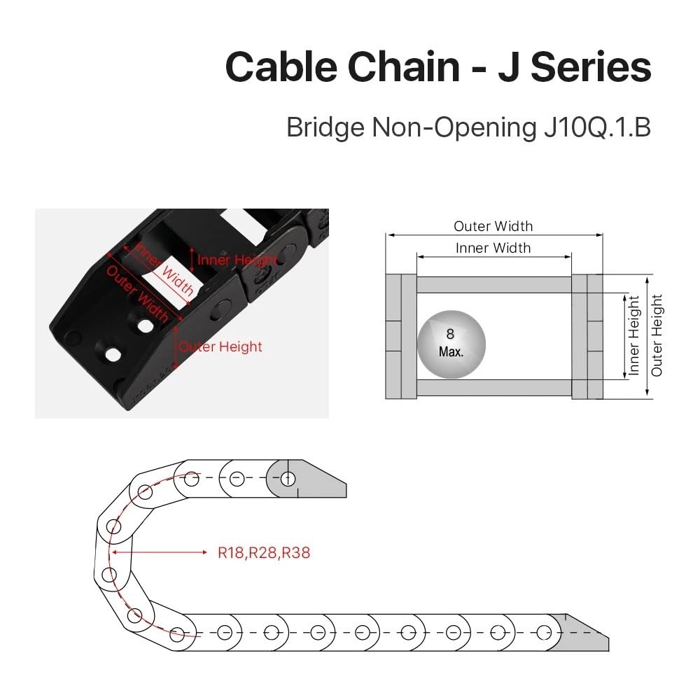 Cable Chain 10 * 10 10 * 15 10 * 20 mm 1M Non Snap-Open Plastic Towline Transmission Drag Chain Machine