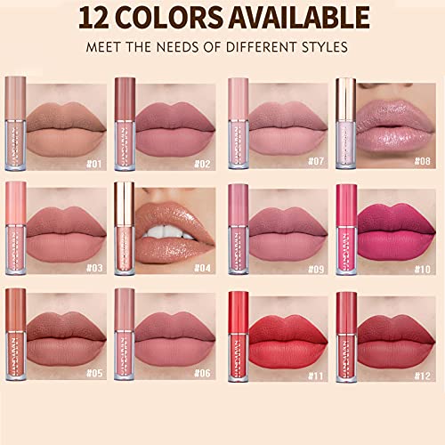 Coosa 12 Colors Matte Liquid Lipstick Set,Super Stay Liquid Velvet Lipstick Non-Stick Cup Waterproof Long Lasting Lip Gloss Set For Women #TOP1
