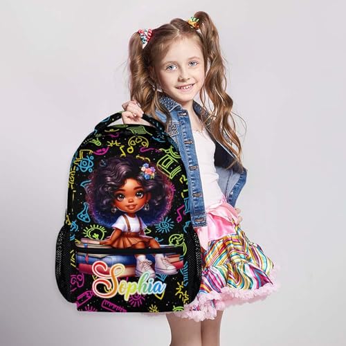 Girls Backpacks, Personalized Girls Backpack with Custom Name for Kids Teens, 17’’ Lightweight Durable Student Black School Bag for Toddler Kindergarten Elementary Primary Middle2