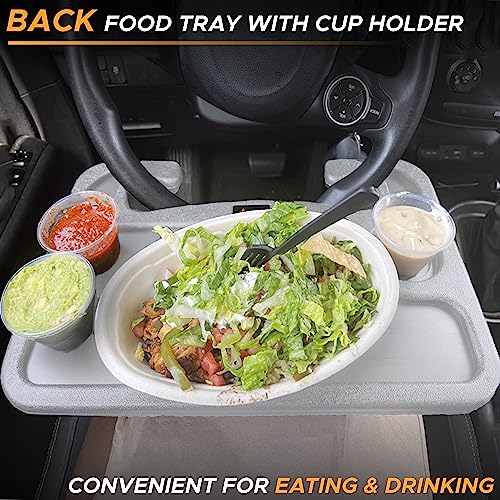 Image of EcoNour 2 in 1 Car Steering Wheel Tray (Grey) | Multipurpose Car Steering Wheel Desk for Laptop and Food | Car Tray for Eating | Steering Wheel Accessories