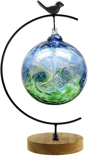 Soporte de exhibición de adornos, soporte de adorno de hierro para colgar globo de vidrio, terrario de plantas de aire, bola de bruja, adorno de