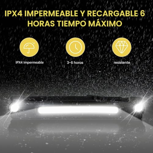 Miniatura 4 de Jiasescs Linterna Frontal Led Recargable Alta Potencia Cabeza 2 Paquetes Vista Panorámica De 260 Ipx4 Impermeable Linterna De Cabeza Regalo Para Hombres Que Corren,Hacen Senderismo,Pescan O Acampan