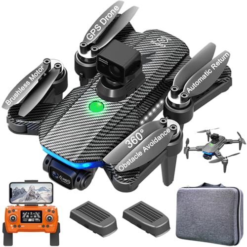 Lozenge 360° Obstacle Avoidance Brushless GPS Drone with Camera for Adults 4K Smart Follow Auto Return Long Battery Life Quadcopter HJ90 Carbon Fiber Pattern
