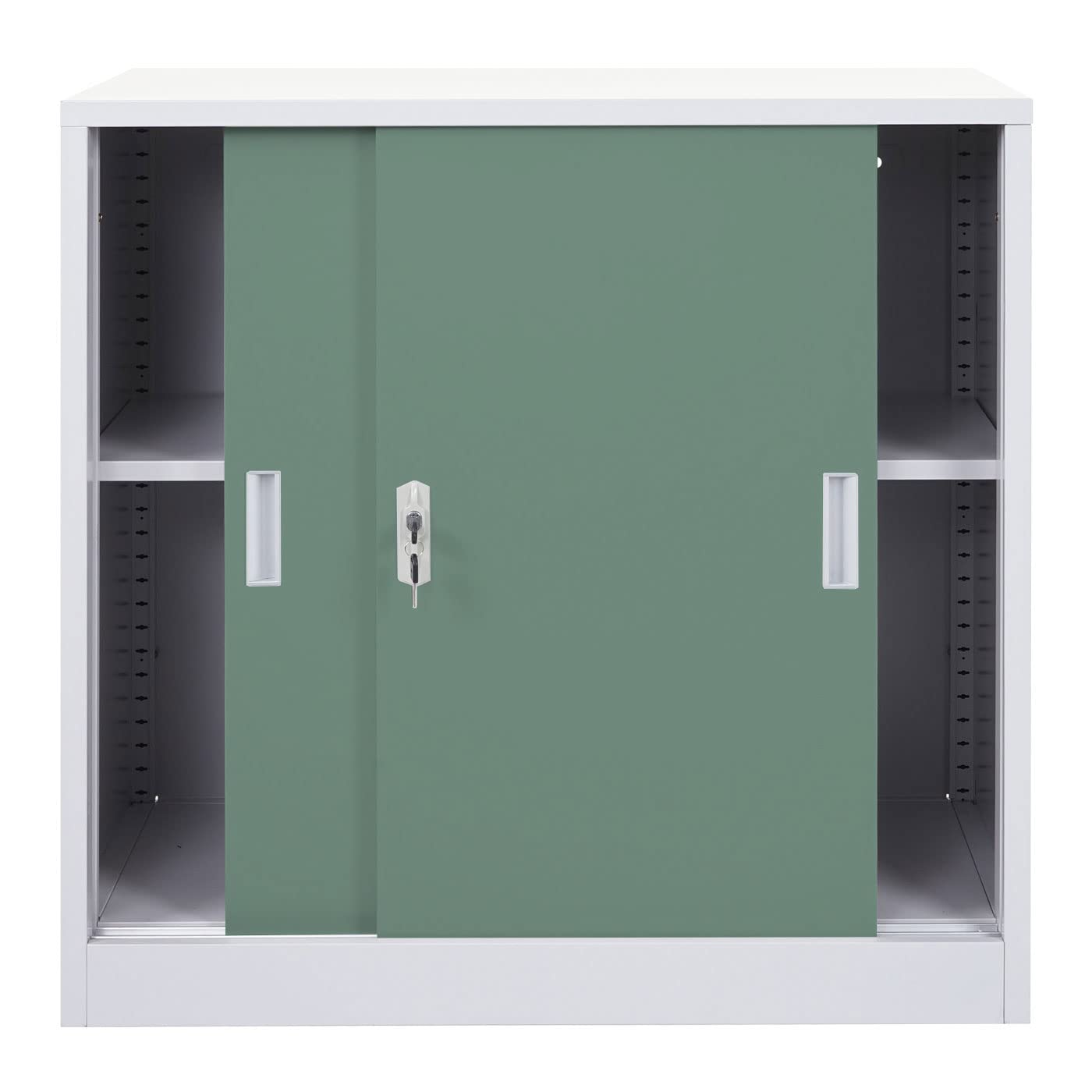 Mendler Arredo Ufficio archivio classificatore HWC-F41 Acciaio Ante scorrevoli 45x90x90cm Verde Grigio