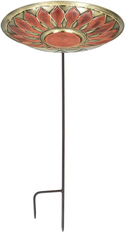 Achla Designs African Daisy Birdbath Bowl, Red with Stake