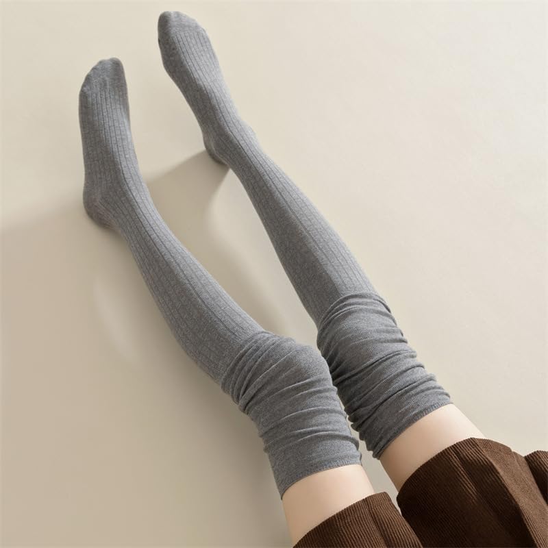 Japanese Pile Loose Knee Socks for Autumn & Winter Casual High Tube Socks in Solid Colors/16
