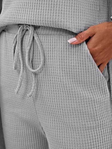 Image of Eurivicy Womens 3 Piece Lounge Set Tank Tops Pants with Long Cardigan Grey