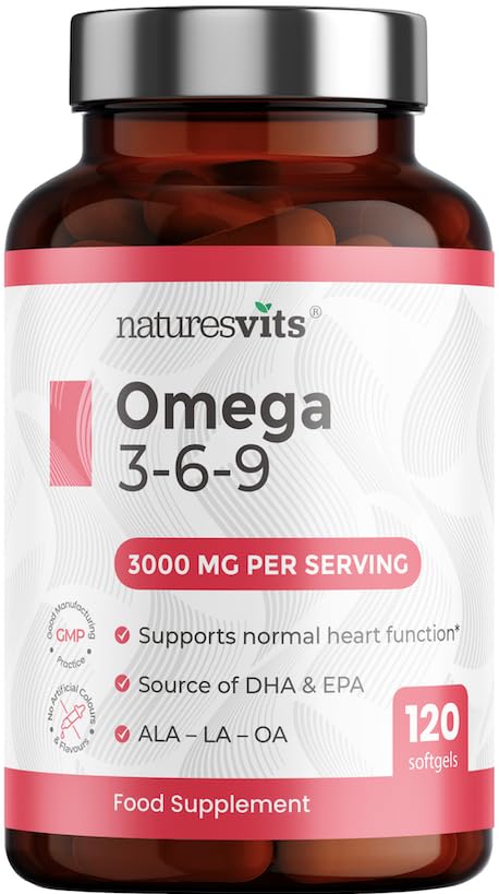Omega 3 6 and 9 High Strength Capsules 3000mg - Fish and Flaxseed Oil Fatty Acid Nutritional Supplements for Women and Men - Natural Source of EPA and DHA - Easy Swallow Softgels
