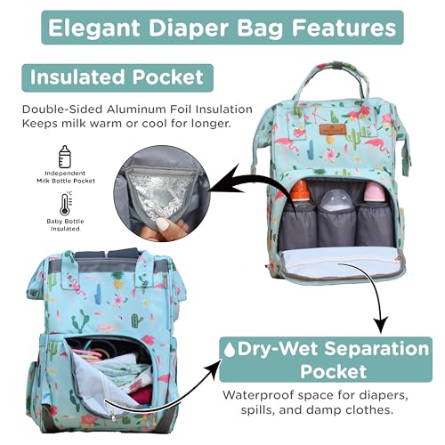 Image of Motherly Patented Diaper Bag Backpack for Moms | Waterproof Baby Travel & Maternity Bag | Spacious Nappy Bag with Insulated Bottle Pockets & Warranty (Floral Series)