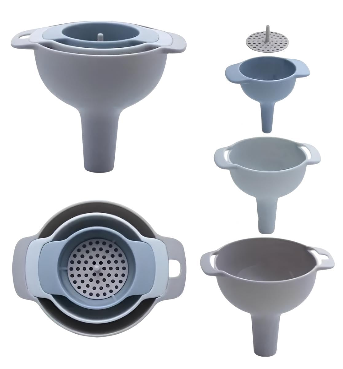 Orret Home 4 Parça Huni Süzgeçli Sıvı Aktarma Aparatı – Sıvı, Yağ, Baharat ve Bakliyat Doldurma Hunisi, Mutfak İçin Pratik Aktarma ve Doldurma Seti