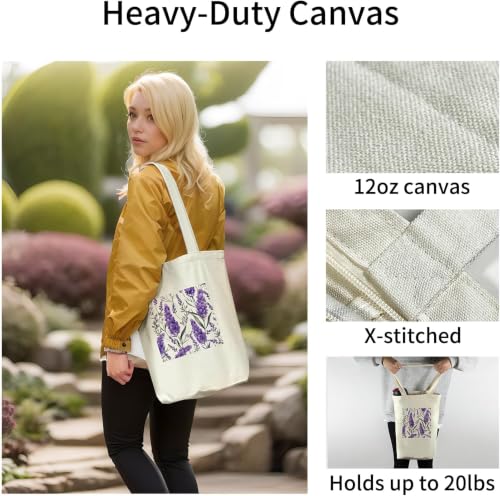 Image of itgowisa Canvas Tote Bag with Zipper Pocket, Reusable Grocery Bag for Daily