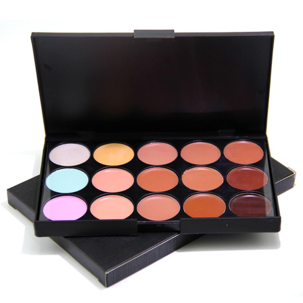 Professional 15-Color Cream Concealer and Contour Palette, Multi-colour, Full Coverage Face Makeup Kit for All Skin Tones, Matte and Shimmer Finish, 15.4x10.7x1.1 cm-image-19