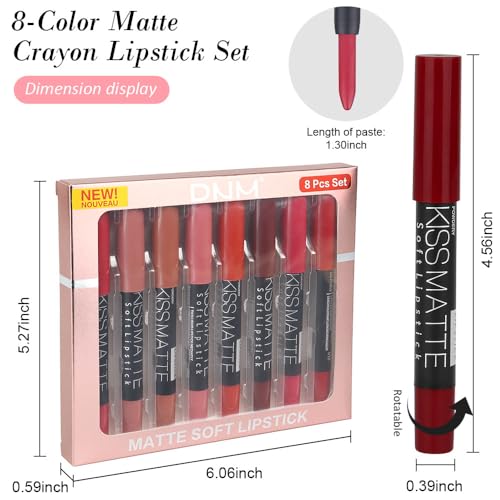 evpct 8Pcs Matte Lipstick and Lip Crayon Lip Liner Pencil Pen Set for Women DNM Dark Ruby Deep Red Nude Beige Chestnut Brown Mauve Plum Purple Wine Red Matte Lip Liner Crayon and Liquid Lipstick 03 - Image 6