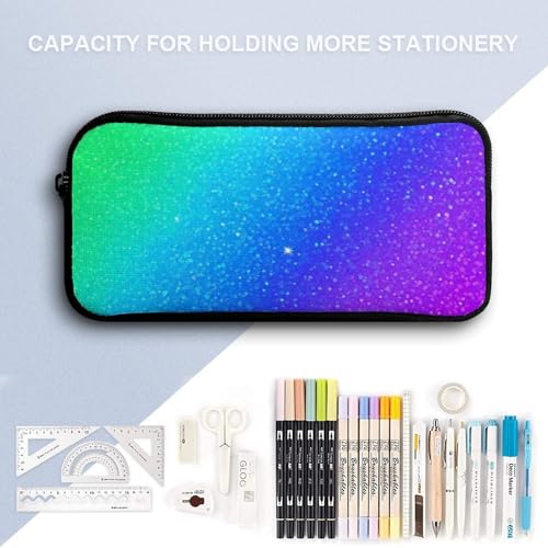 3PCS Backpacks Set, Large Capacity Travel Daypack 17 Inch Beautiful Turquoise Bling Glitter Sparkles Pattern Insulated Lunch Bag Lightweight Compact Pencil Pen Case4