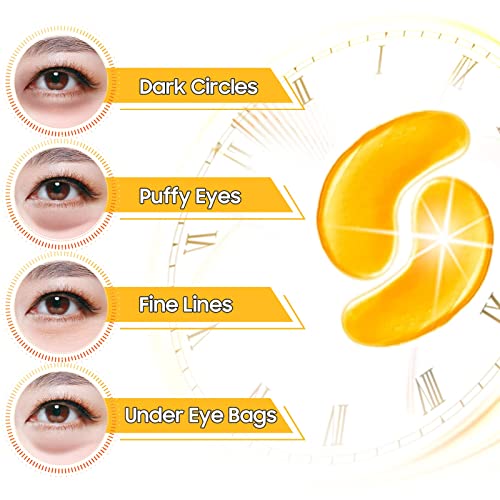 Adofect Collagen Powder Eye Mask 29 Pairs Gold Under Eye Gel Pads, Hyaluronic Acid Under Eye Mask Gel Patches For Puffy Eye Reducing Dark Circles, Eye Bags, Wrinkle, Refresh Your Eyes, Gold #TOP1