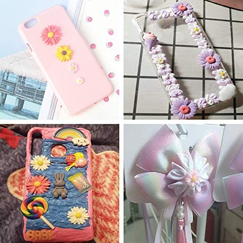 XUESHENGJING 81Pcs Flower Slime Charms 9 Colors Flower Daisy Cabochons Resin Flatback Cabochons for Jewelry Making Scrapbooking Phone Case Decor Hair Accessories Fairy Garden Decor