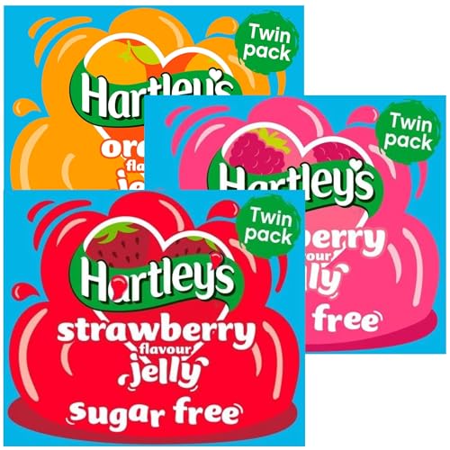 Jelly Bundle With Hartley Sugar Free Orange Jelly Crystals Raspberry Jellys Crystals and Strawberry Jellys Crystal 23g Each (3 Pack)
