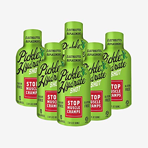 Pickle Hydrate Shot for Cramps Relief- Electrolyte Replacement Pickle Juice Drink | Extra Strength, Sugar-Free, Rehydration Pickle Brine Sports Drink with no Caffeine | Gluten-Free, 2.0 Ounces, 6-Pack