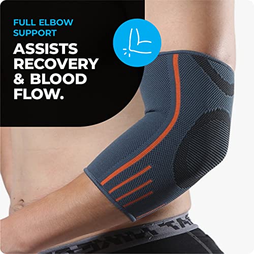 VITTO Elbow Support for Men & Women - Compression Sleeve for Tendonitis, Arthritis, Injury - Tennis Elbow Support Strap, Golfers Elbow Support, Elbow Sleeves for Weightlifting (XL, Grey, Single) - Image 5