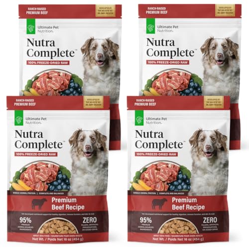 ULTIMATE PET NUTRITION Nutra Complete Freeze-Dried Dog Food, Beef 1lb x4