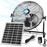 Tujoe 14 Inch Solar Panel Powered Fan, 2 in 1 Solar Panel or AC Charger Powered Fan 12W 9V Portable for Chicken Coop Greenhouse Household Exhaust Camping Travel Outdoor(Black)