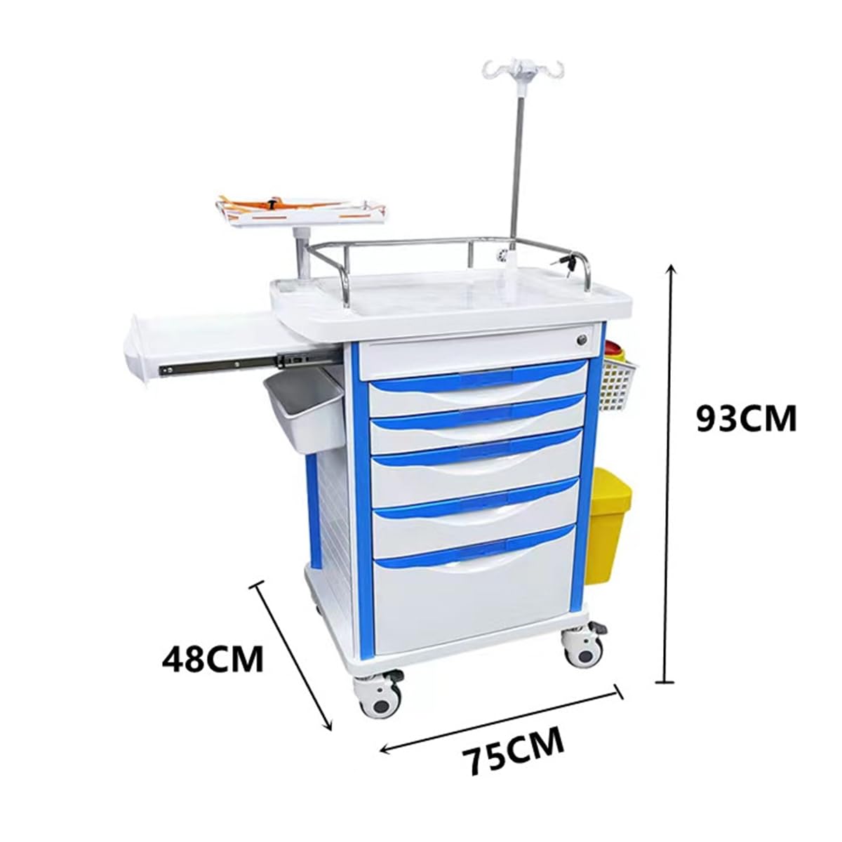 Chariot à médicaments en ABS, Chariot médical en Cas d'accident Lite, Chariot de Fournitures médicales d'urgence pour hôpitaux et cliniques,B
