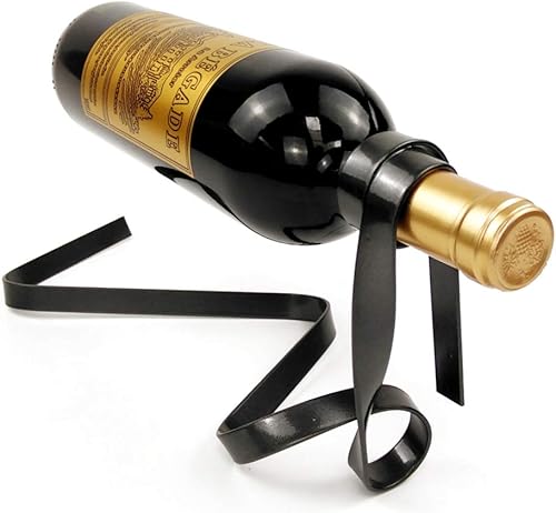 Miniatura 8 de BESPORTBLE Soporte flotante para botellas de vino con cinta suspendida, soporte de cuerda de seda de hierro para decoración de oficina y hogar