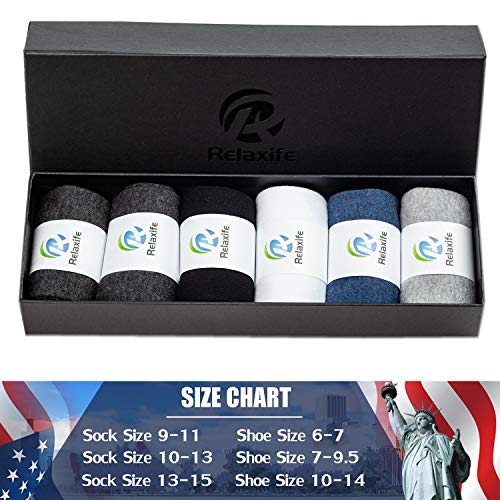Image of Mens Classic Cotton Dress Socks Thin Lightweight for Office Business Non-binding Comfortable Casual Crew Socks Black 6 Pack