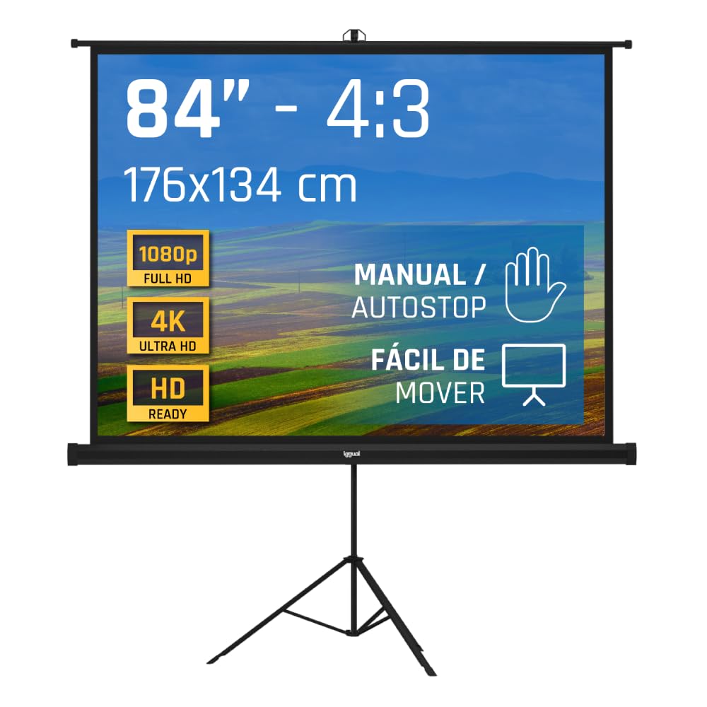 iggual Pantalla 84" 176x134 cm 4:3 trípode+bolsa