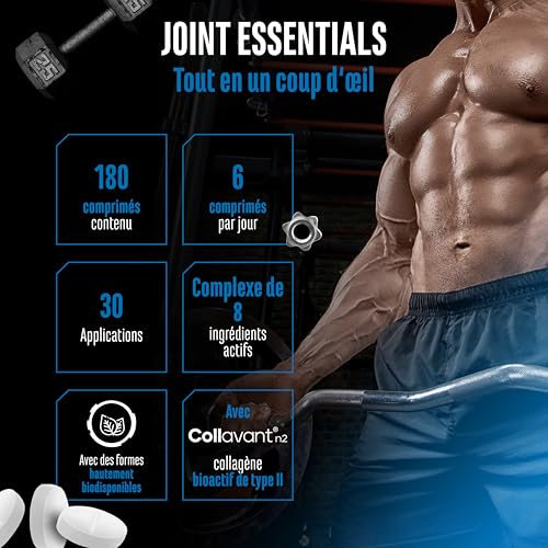 Joint Essentials – Complément alimentaire pour les articulations avec Collavant® N2 collagène de type II – Glucosamine + chondroïtine + MSM + acide hyaluronique + vitamine C – 180 comprimés – Image 3