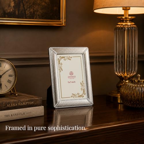 Image of Elegant Silver Photo Frame with Textured Border | Premium Decorative Picture Frame for Tabletop & Wall Display | Home Decor Frame for Living Room, Bedroom, Office | Ideal Gift for Photos & Memories