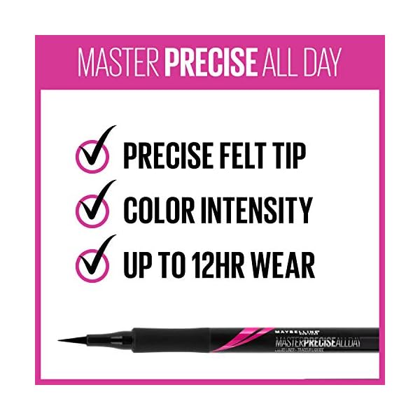 Maybelline-Eyestudio-Master-Precise-All-Day-Liquid-Eyeliner-Black-0034-Ounce Maybelline Eyestudio Master Precise All Day Waterproof Liquid Eyeliner Makeup, Black, 1 Count (Packaging May Vary)