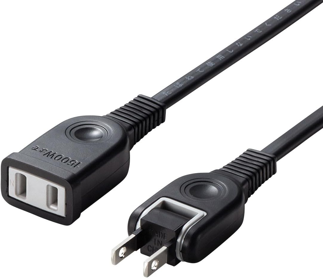 Sanwa Supply Power Extension Cord, Black, 32.8 ft (10 m) TAP-EX2110BK