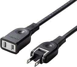Sanwa Supply TAP-EX2103BK Power Extension Cord, 9.8 ft (3 m), Insulated Cap, Swing Plug, Tracking Fire Prevention, Black