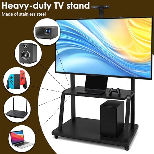 Soporte móvil para TV con ruedas y estante para laptop, ajustable hasta 660 lb miniatura 6