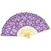 VON LILIENFELD Fächer Carmen handgeklöppelte Spitze Bambusstäbe Handfächer Hochzeitsfächer Deko lila violett