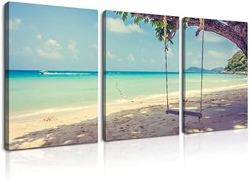 Amazon.co.jp: ビーチ アートパネル 3枚セット飾り絵 海