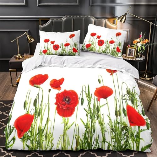 Housse de couette hypoallergique coquelicot en microfibre résistante 135x200 - 2