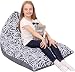 5 STARS UNITED Stuffed Animal Storage Bean Bag - Cover Only - Large Triangle Beanbag Chair for Kids - 180+ Plush Toys Holder - Floor Pillows Organizer for Girls - 100% Cotton Canvas - Gray Roses