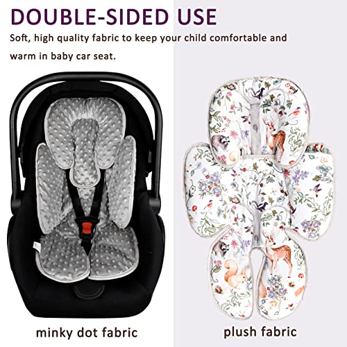 Image of Reversible Infant Car Seat Insert, 2 in 1 Gray Car Seat Head Support Baby Boys Girls, Soft Newborn Carseat Insert Cushion, Perfect for Carseats, Strollers, Swings (Animals)