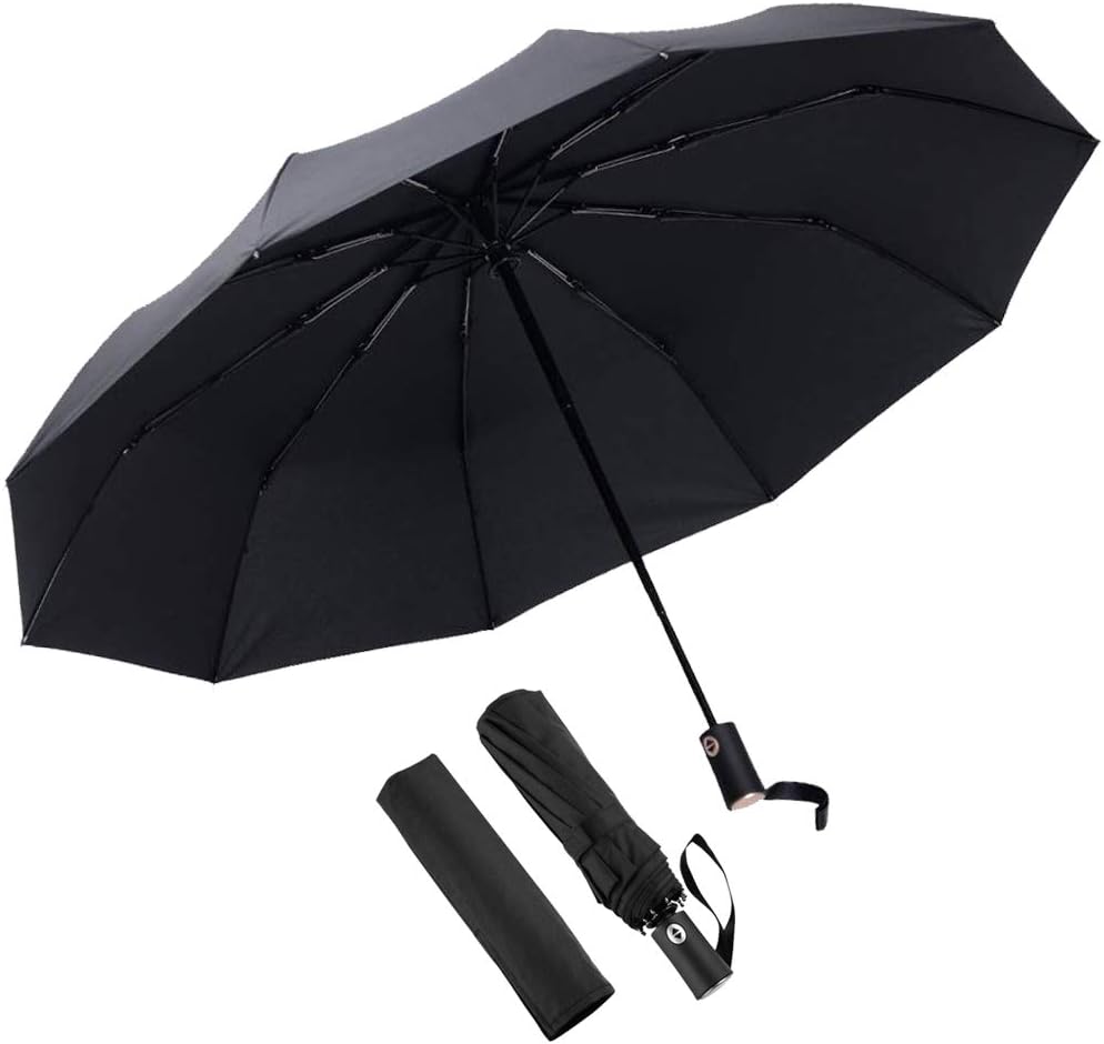 Automatic Folding Umbrella, Windproof 41 inch Backpack Umbrella, Self Open Close Travel Umbrella for Lady Women Men
